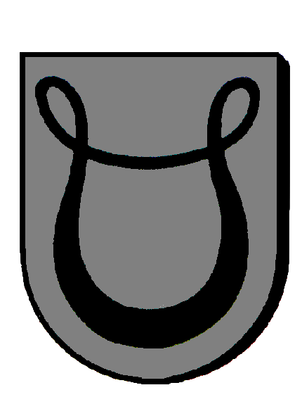 Das Wappen des Ortsteils Schutterzell. Auf grauem Hintergrund ist laut Volksmund eine Kuttenschleife eines Mönchs zu sehen. In der Deutung ist man sich immer noch uneinig.